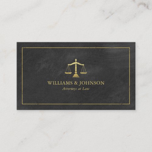 Lawyer Scales of Justice Gold effect Attorney Business Card