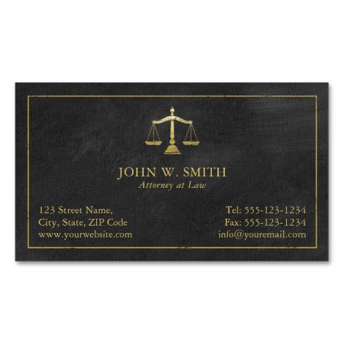 Lawyer Scales of Justice Gold effect Attorney Magnetic Business Card