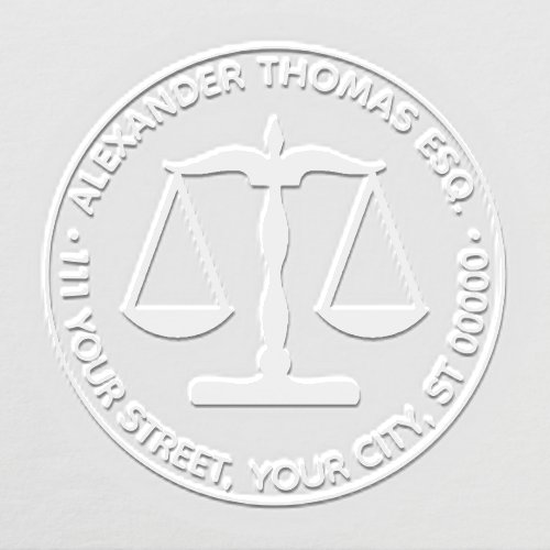Lawyer Scales of Justice Law Legal 2 Name Address Embosser