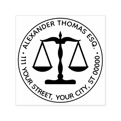 Lawyer Scales of Justice Law Legal 2 Name Address Self_inking Stamp
