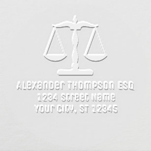 Lawyer Scales of Justice Law Legal #3 Name Address Embosser
