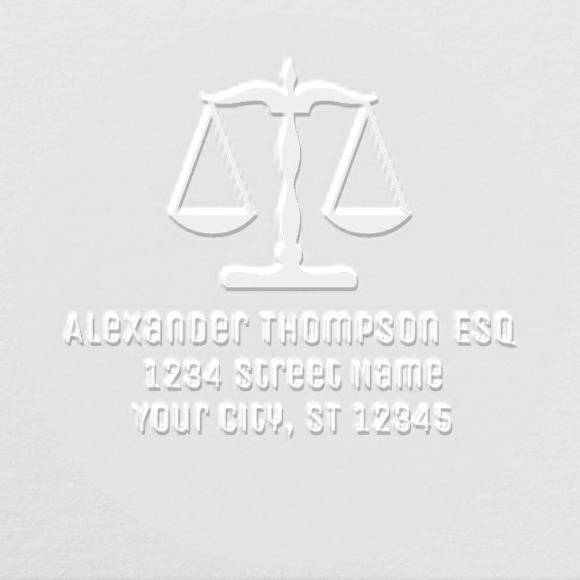 Lawyer Scales of Justice Law Legal #3 Name Address Embosser (Design)