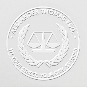 Lawyer Scales of Justice Law Legal #4 Name Address Embosser