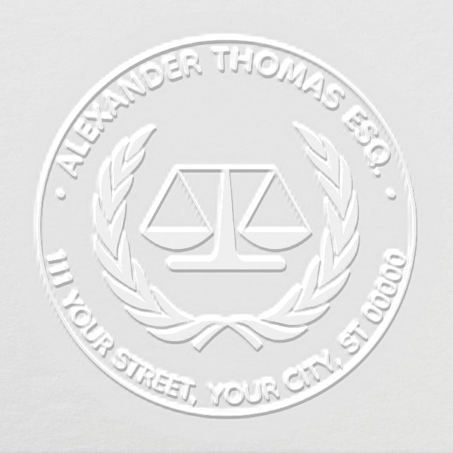 Lawyer Scales of Justice Law Legal #4 Name Address Embosser (Design)