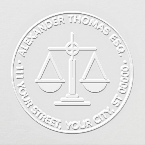 Lawyer Scales of Justice Law Legal Name Address Embosser