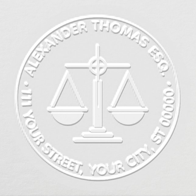 Lawyer Scales of Justice Law Legal Name Address Embosser (Design)