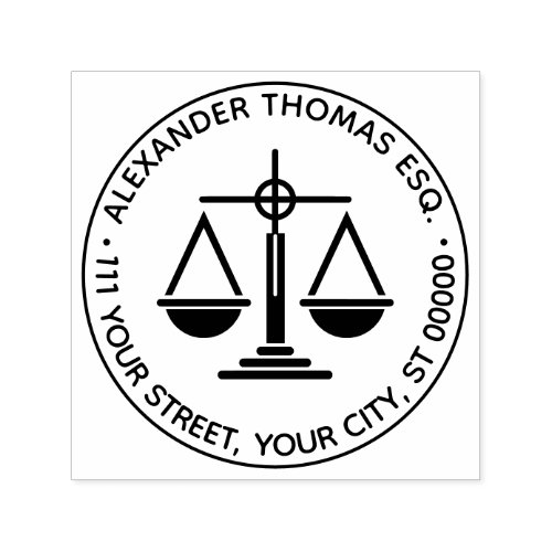 Lawyer Scales of Justice Law Legal Name Address Self_inking Stamp