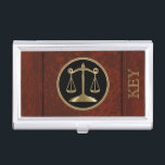 Lawyer | Scales of Justice | Personalize  Business Card Case<br><div class="desc">Professional Designed Business Card Holder. Featured in a faux leather look with the scales of justice symbol ready for you to personalize. ✔NOTE: ONLY CHANGE THE TEMPLATE AREAS NEEDED! 😀 If needed, you can remove the text and start fresh adding whatever text and font you like. 📌If you need further...</div>