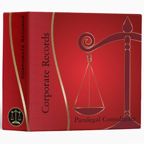 Lawyer  Scales of Justice  Red 3 Ring Binder