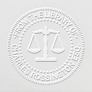 Lawyer Scales of Justice Seal #1 Library Book Name Embosser