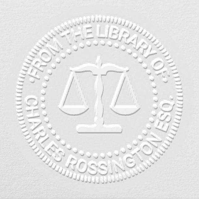 Lawyer Scales of Justice Seal #1 Library Book Name Embosser (Design)