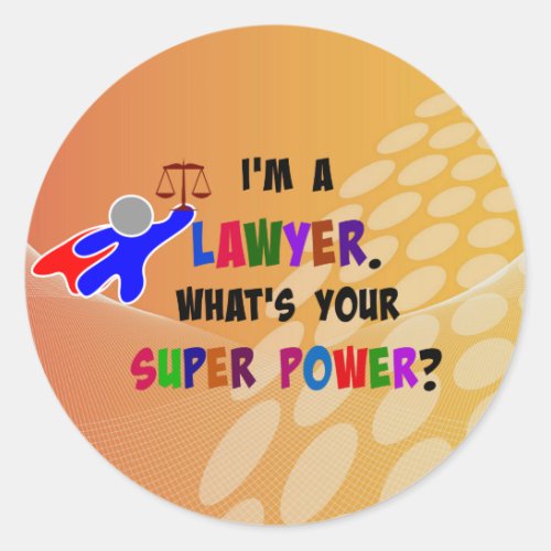 Lawyer Superhero colorful design Classic Round Sticker
