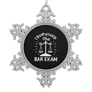 Lawyer Survived The Bar Exam Snowflake Pewter Christmas Ornament