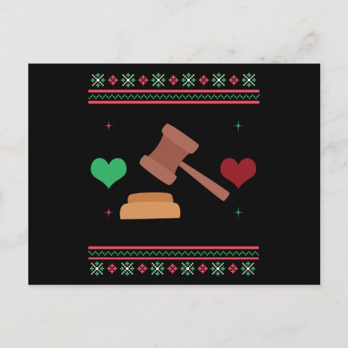 Lawyer Ugly Christmas Sweater Judge Attorney Postcard