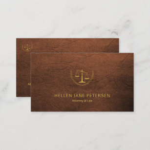 Lawyer upscale gold rusty brown leather look business card