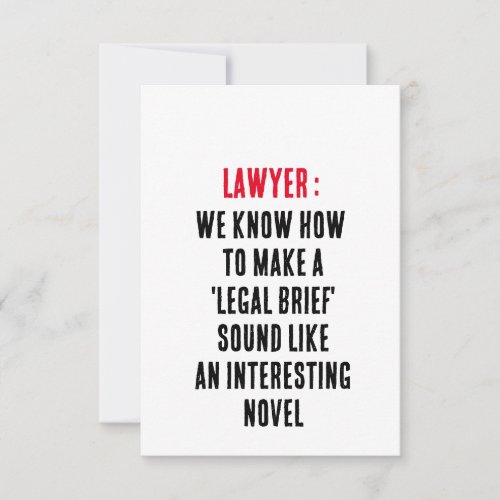 Lawyer We know how to make a legal brief sound l Thank You Card