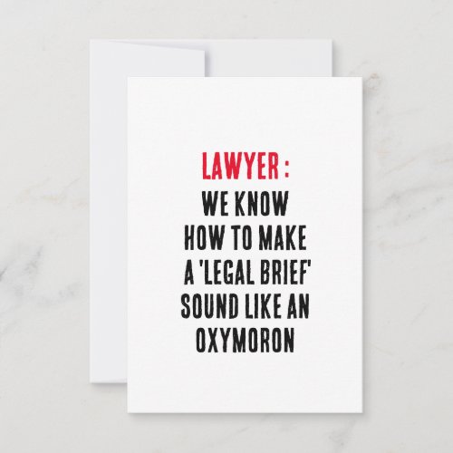 Lawyer We know how to make a legal brief sound l Thank You Card