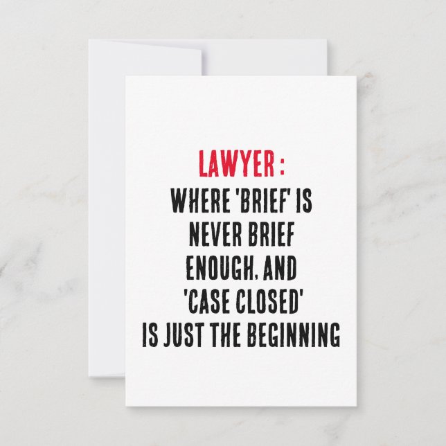 Lawyer Where 'brief' is never brief enough, and 'c Thank You Card (Front)