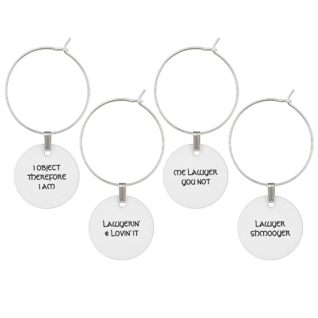 Lawyer Wine Charms: Four Sayings Wine Glass Charm (Staggered)