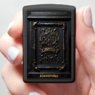 Lawyer's Black Ornate Justice Panel Gift Zippo Lighter