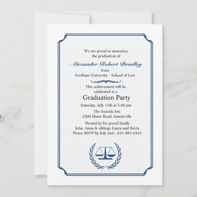 Lawyers Corner Graduation Invitation (Front)