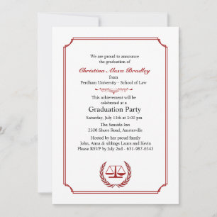 Lawyers Corner Red Graduation Invitation