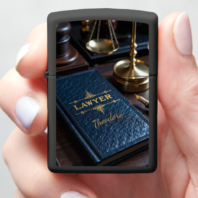 Lawyer's Estate Planner Blue Law Book Gift Zippo Lighter (In Hand)