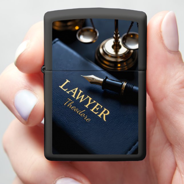 Lawyer's Estate Planner Fountain Pen Detail Gift Zippo Lighter (In Hand)