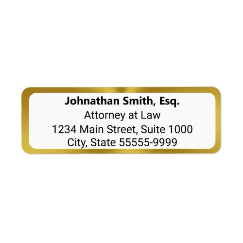 Lawyer's Name Professional Title Return Address Label