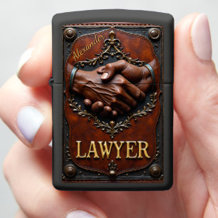 Lawyer's Ornate Agreement Handshake Plaque Gift Zippo Lighter