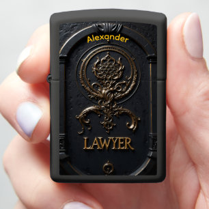 Lawyer's Ornate Black Gilded Justice Gift Zippo Lighter