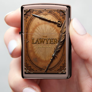 Lawyer's Ornate Quill Decree Authority Gift Zippo Lighter