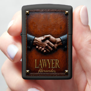 Lawyer's Studded Leather Handshake Deal Gift Zippo Lighter