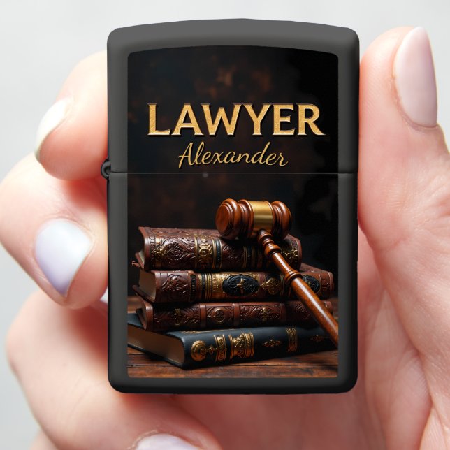 Lawyer's Traditional Gavel Law Books Gift Zippo Lighter (In Hand)