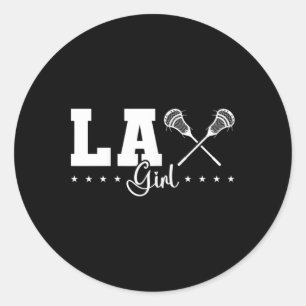 Lax Girl Lacrosse Player Classic Round Sticker