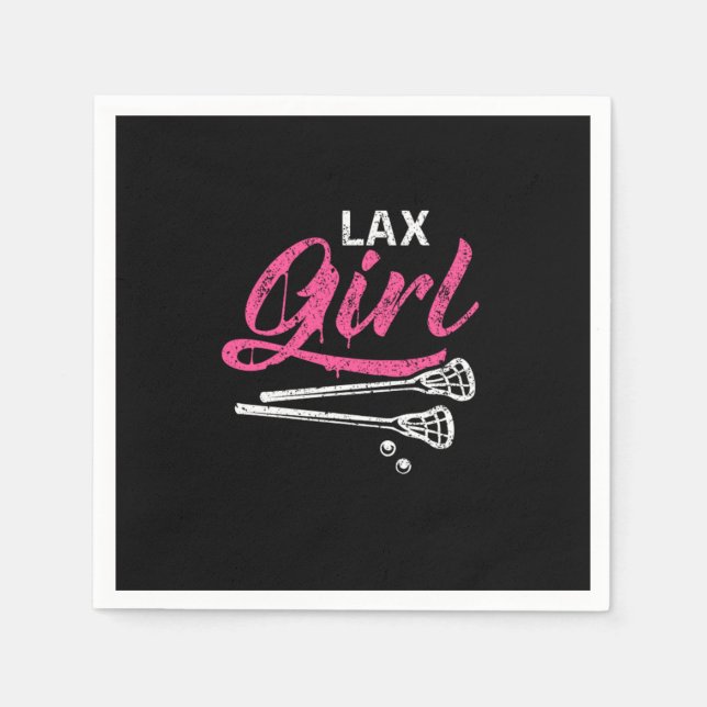 Lax Girl Lacrosse Stick Lacrosse Player Napkins (Front)