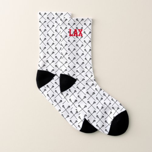 LAX Lacrosse Sticks Pattern Sports Team Colors Socks