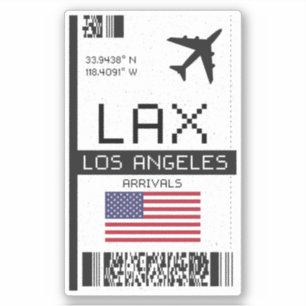 LAX Los Angeles Boarding Pass - California Travel Sticker