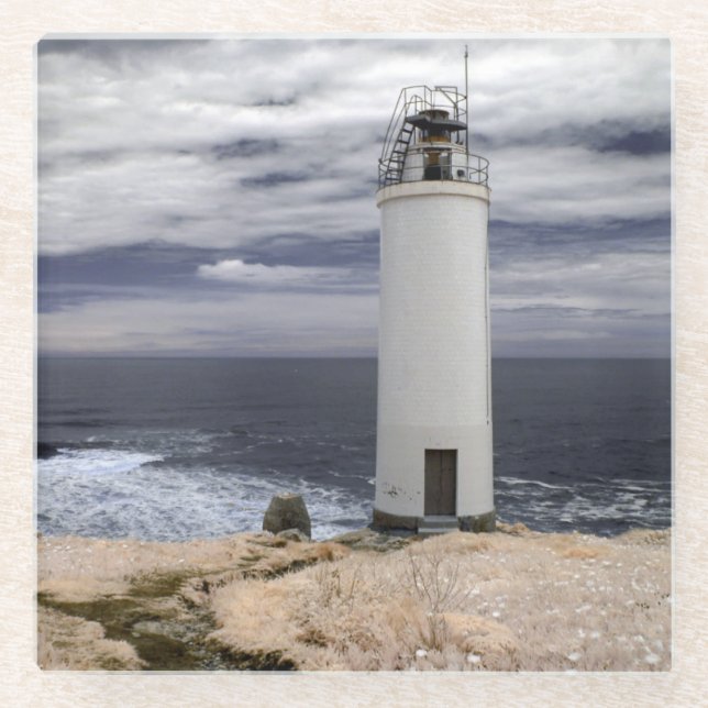 Laxe Lighthouse | Galicia, Spain Glass Coaster (Front)