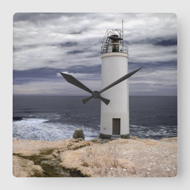 Laxe Lighthouse | Galicia, Spain Square Wall Clock (Front)