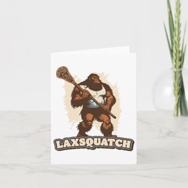 Laxsquatch! Bigfoot Lacrosse Player Funny Sasquatc Card (Front)