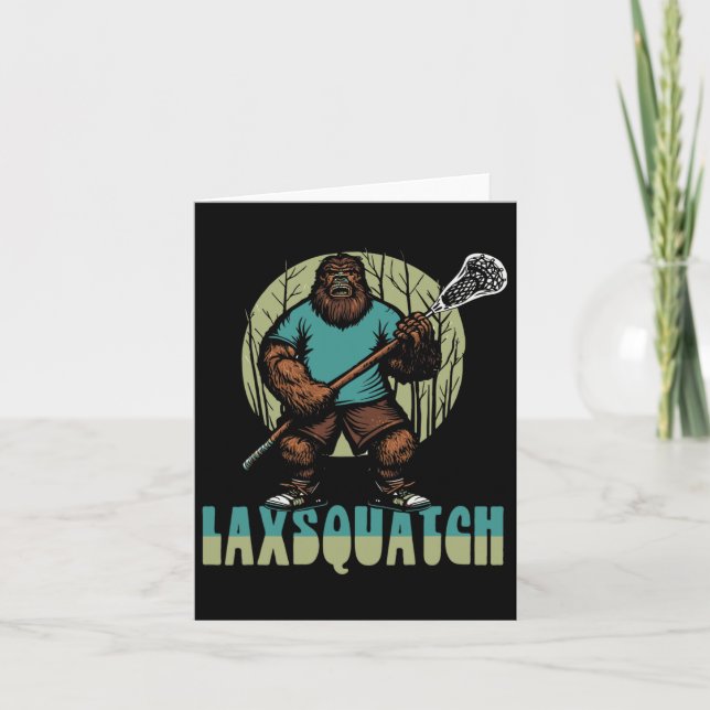 Laxsquatch! Bigfoot Lacrosse Player Funny Sasquatc Card (Front)