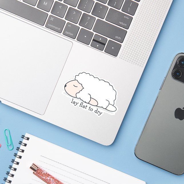 Lay Flat to Dry Sheep Sticker (Laptop w/ iPhone)
