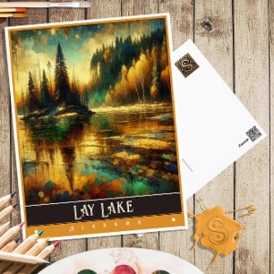 Lay Lake, Alabama   Vintage Painting Postcard