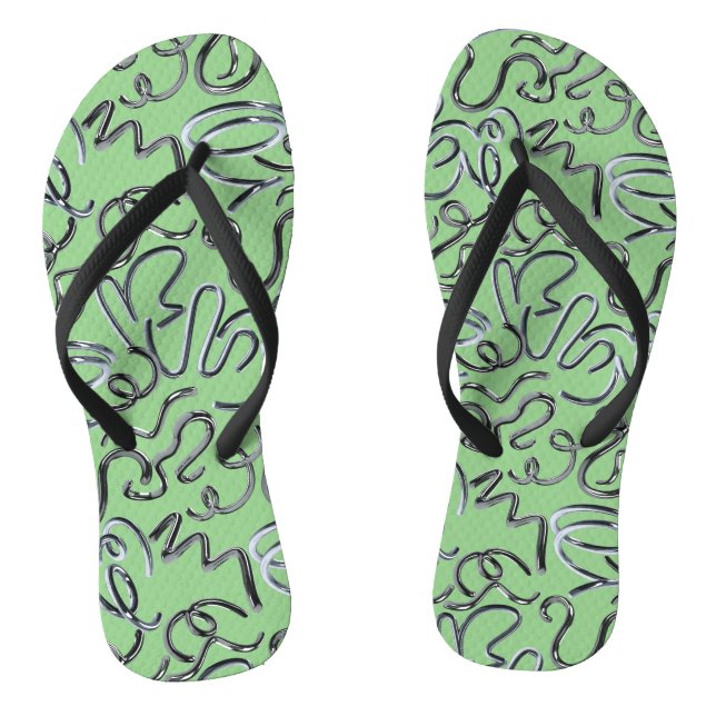 Lay some metals on me x4 L Green BG Flip Flops (Footbed)