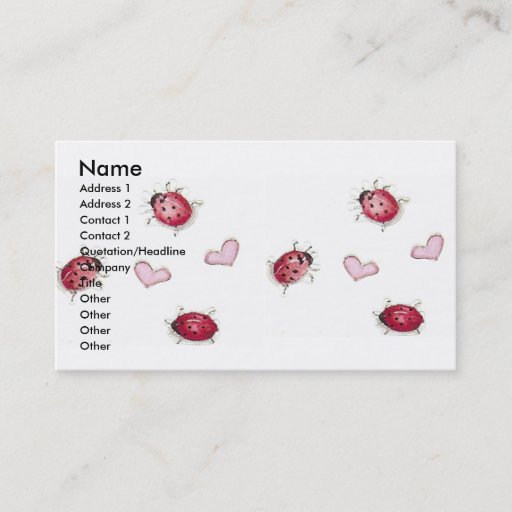 Customizable Laybugs &amp; Hearts Business Card