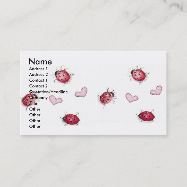 Laybugs & Hearts Business Card (Front)
