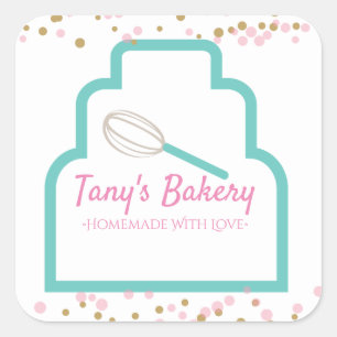 Layer Cake Logo Confetti Homemade Bakery Square Sticker
