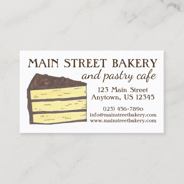 Layer Cake Slice Bakery Baker Pastry Chef Cafe Business Card (Front)
