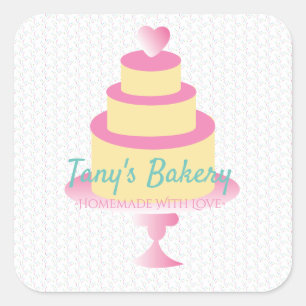 Layer Cake Sprinkles Logo Confetti Homemade Bakery Square Sticker